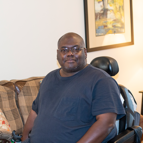 man in wheelchair portrait