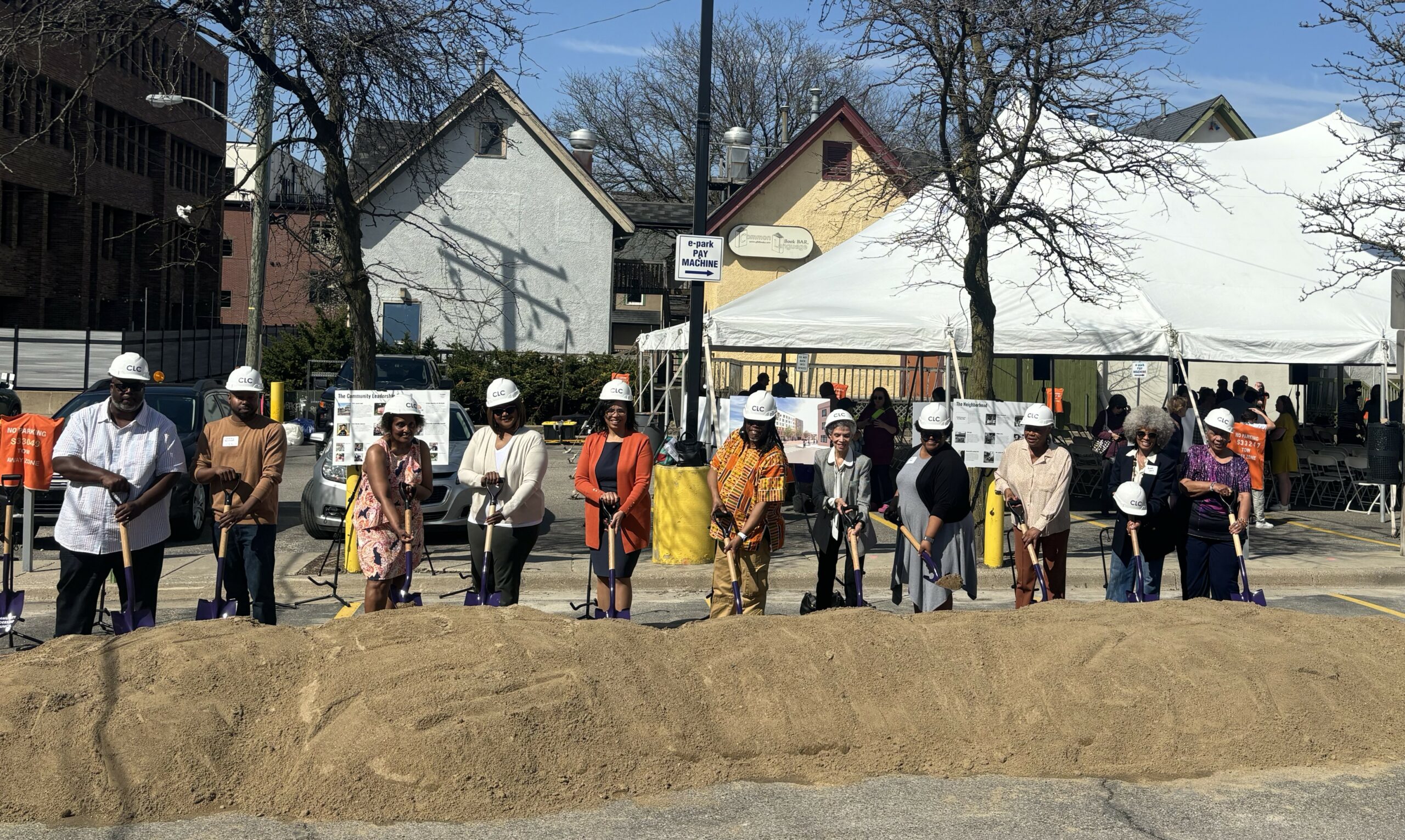 Members of the Community Leadership Council breaking ground at Dunbar Tower