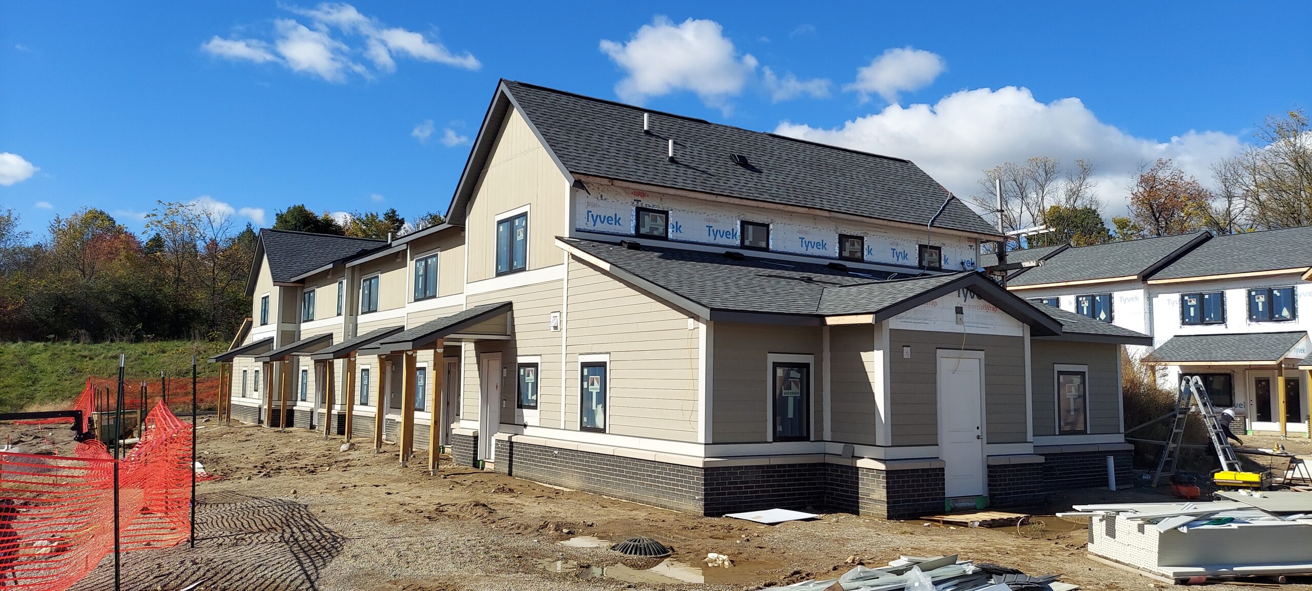 A multi-unit housing building under construction